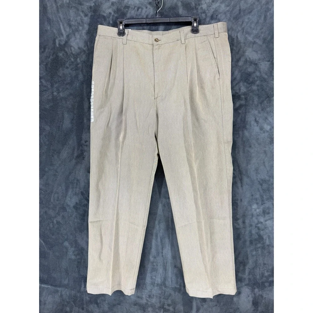 Haggar Black Label BL2K Khakis Mens 40x32 Toffee Pleated Classic Fit Pants NEW